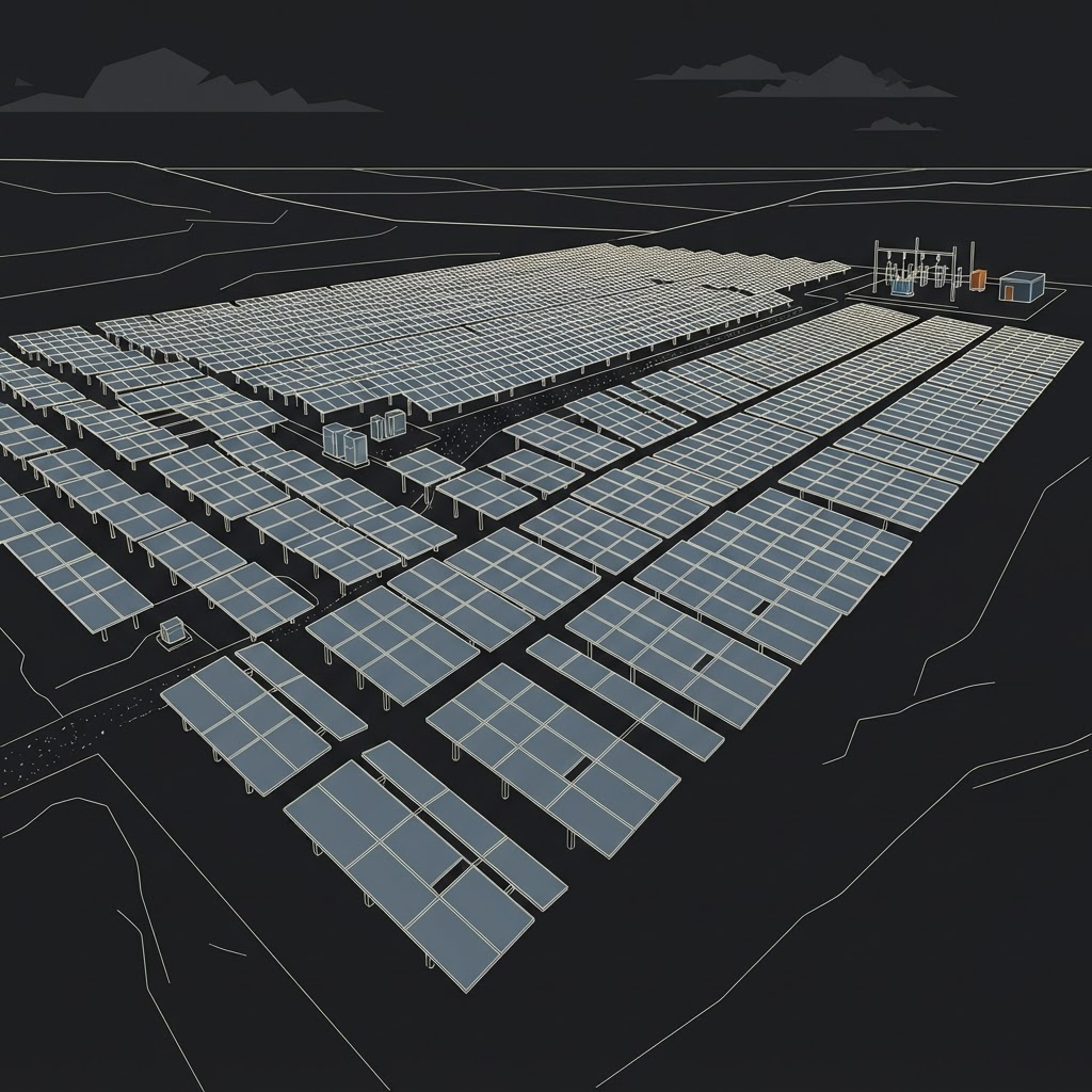 Centrale photovoltaïque au sol, illustration